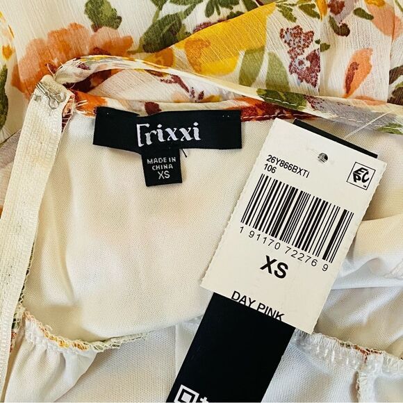 Trixxi Ruffled Spaghetti Strap Sleeveless Floral Print Mini Dress Sz XS NWT - Picture 11 of 15